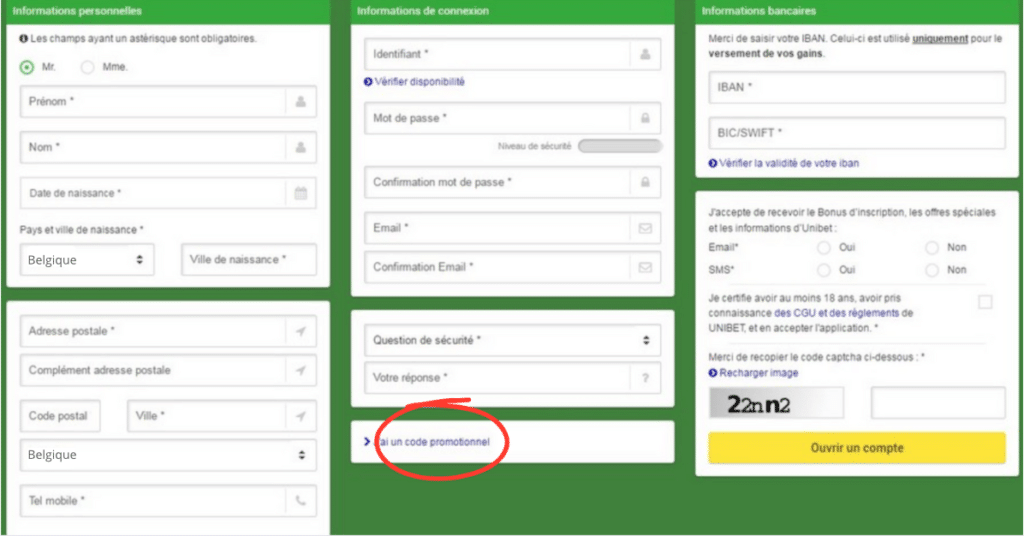 S'inscrire sur Unibet avec le code promo MAX***