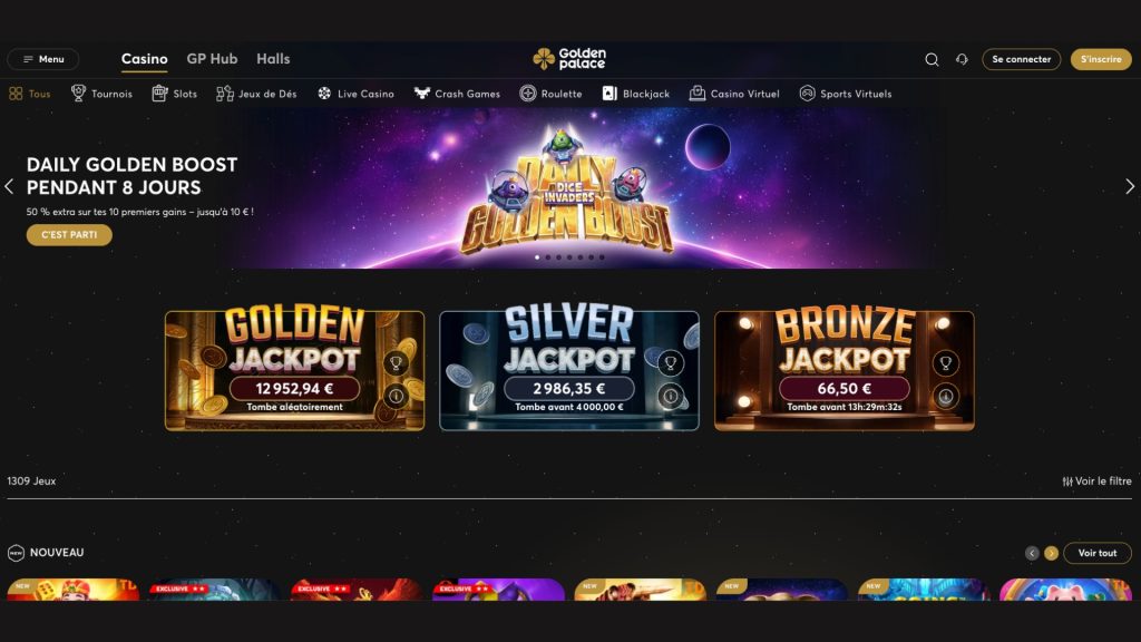 Golden Palace est un site national avec de nombreuses méthodes de retrait.