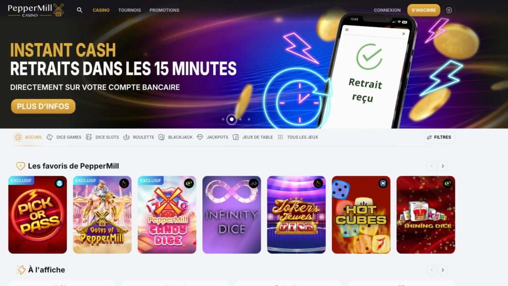 Peppermill Casino est le meilleur site en Belgique si vous cherchez des retraits rapides.