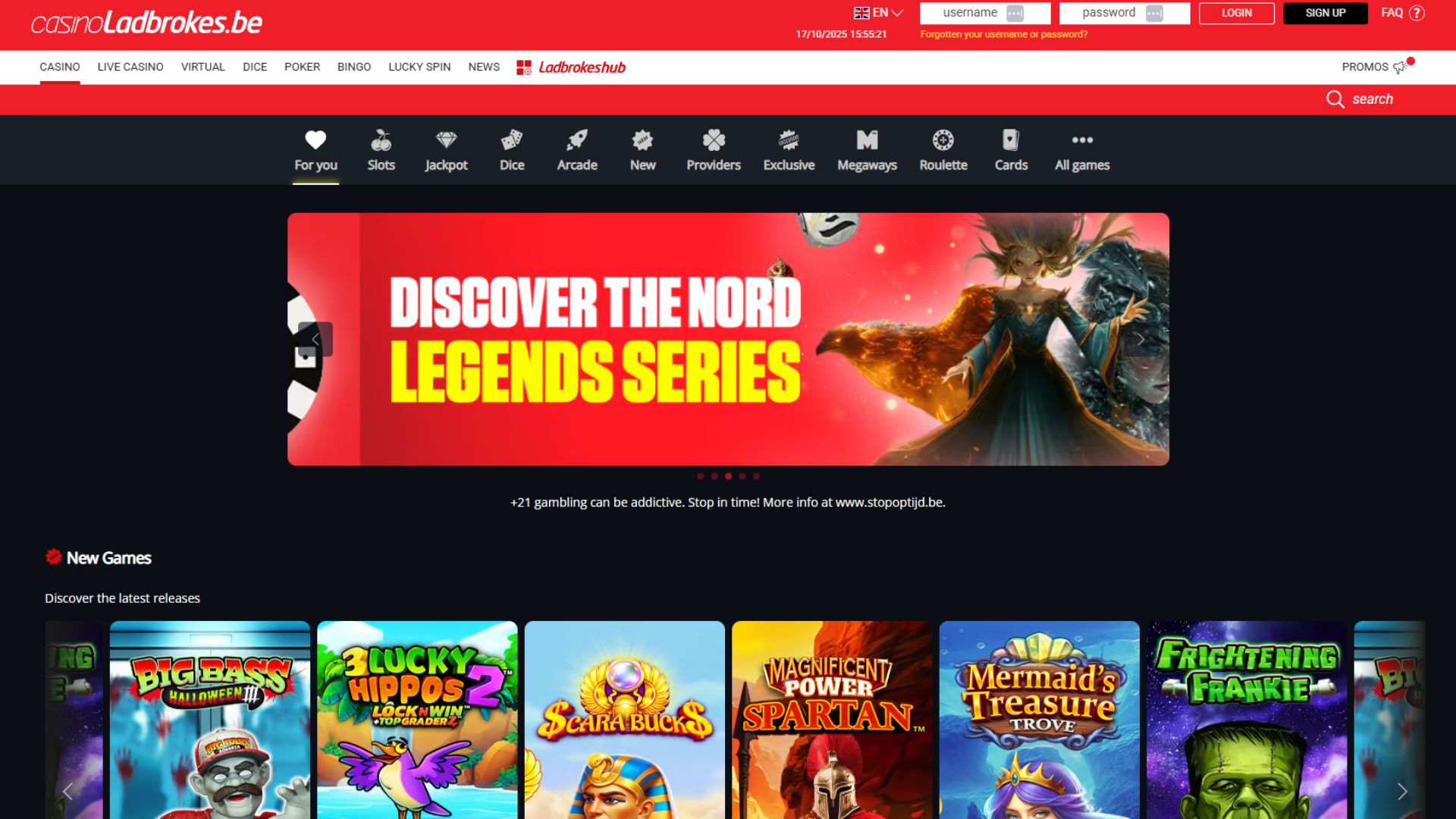 LadBrokes Interface BE NL