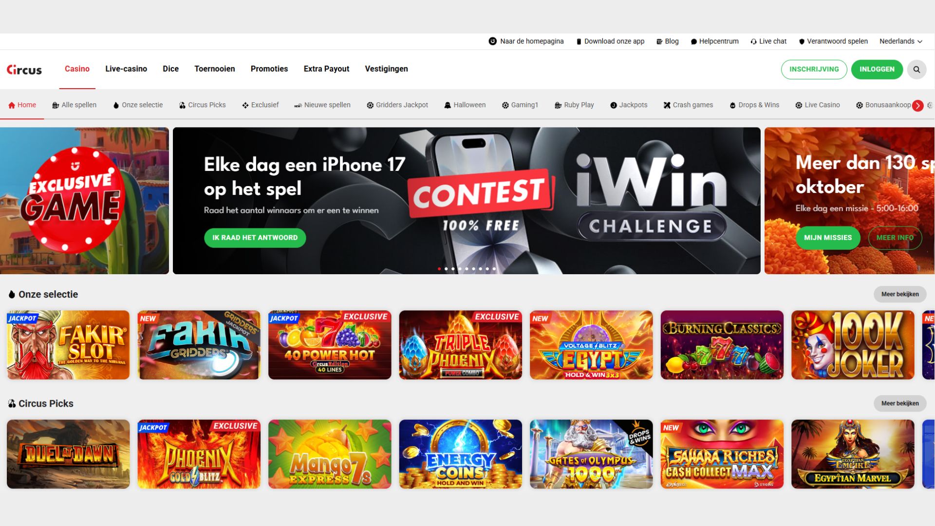 Jeux de casino Circus BE NL