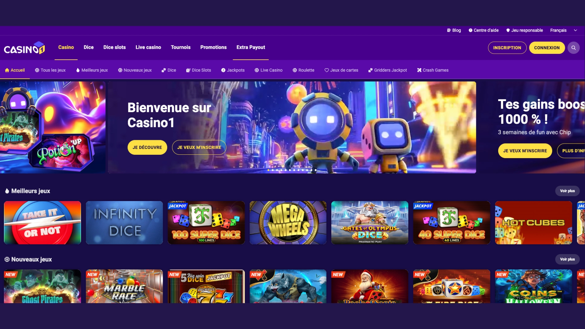 Créez un compte sur le site en ligne Casino1.