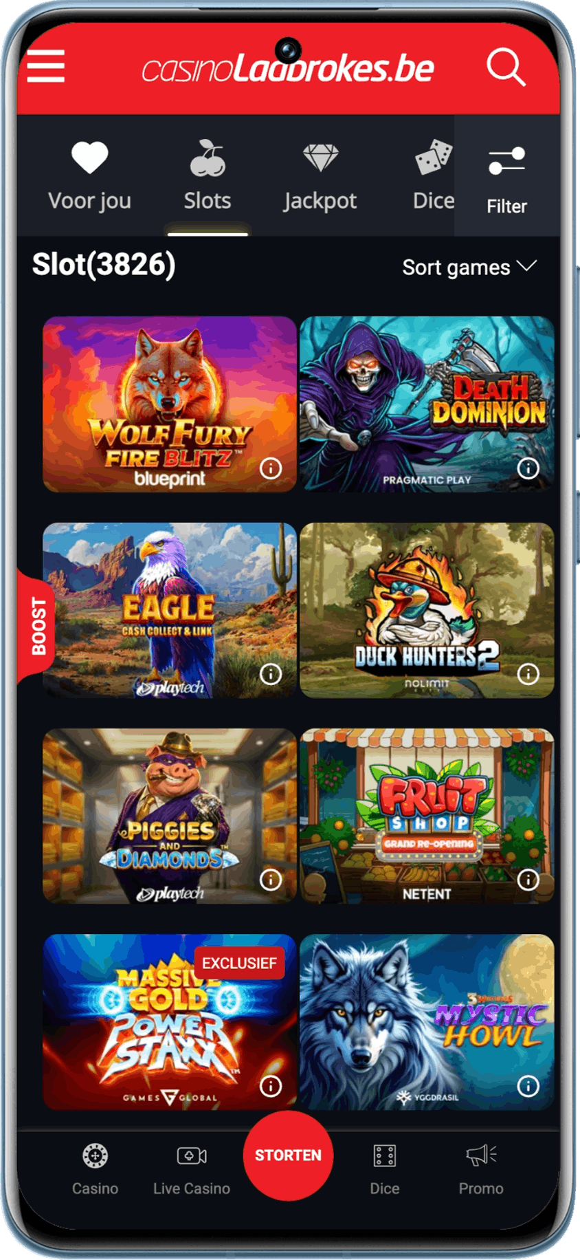 Een blik op de startpagina van Ladbrokes